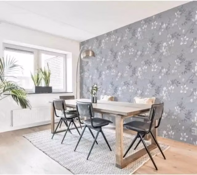 Nordara Jardin Grey Floral Botanical Paper Wallpaper