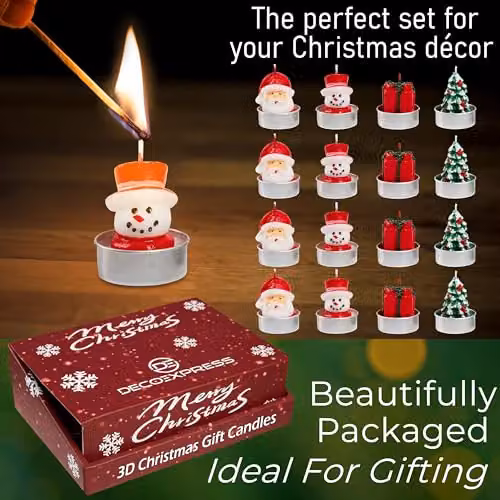 Deco Express Multicolour 3D Tealight Candle Set, Pack of 12 – 5