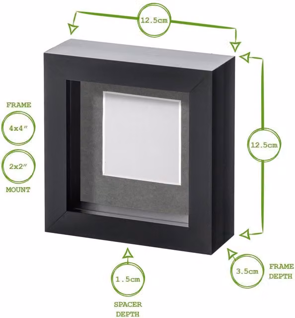 Nicola Spring Pack of 5 White 3D Box Photo Frames with 2 x 2 inch Mount, W/H: 10.16 x 10.16 cm