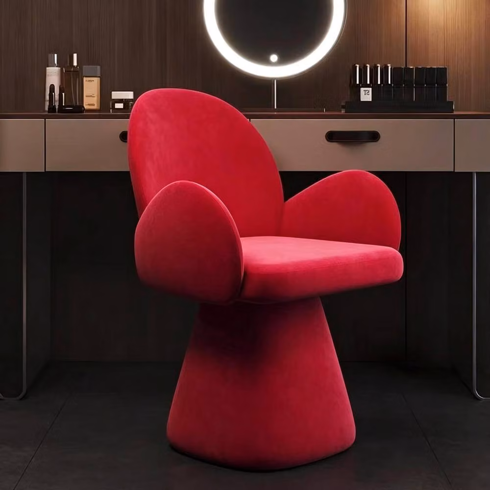 STILVORA Rotating Dressing Stool in Red Fabric – 2