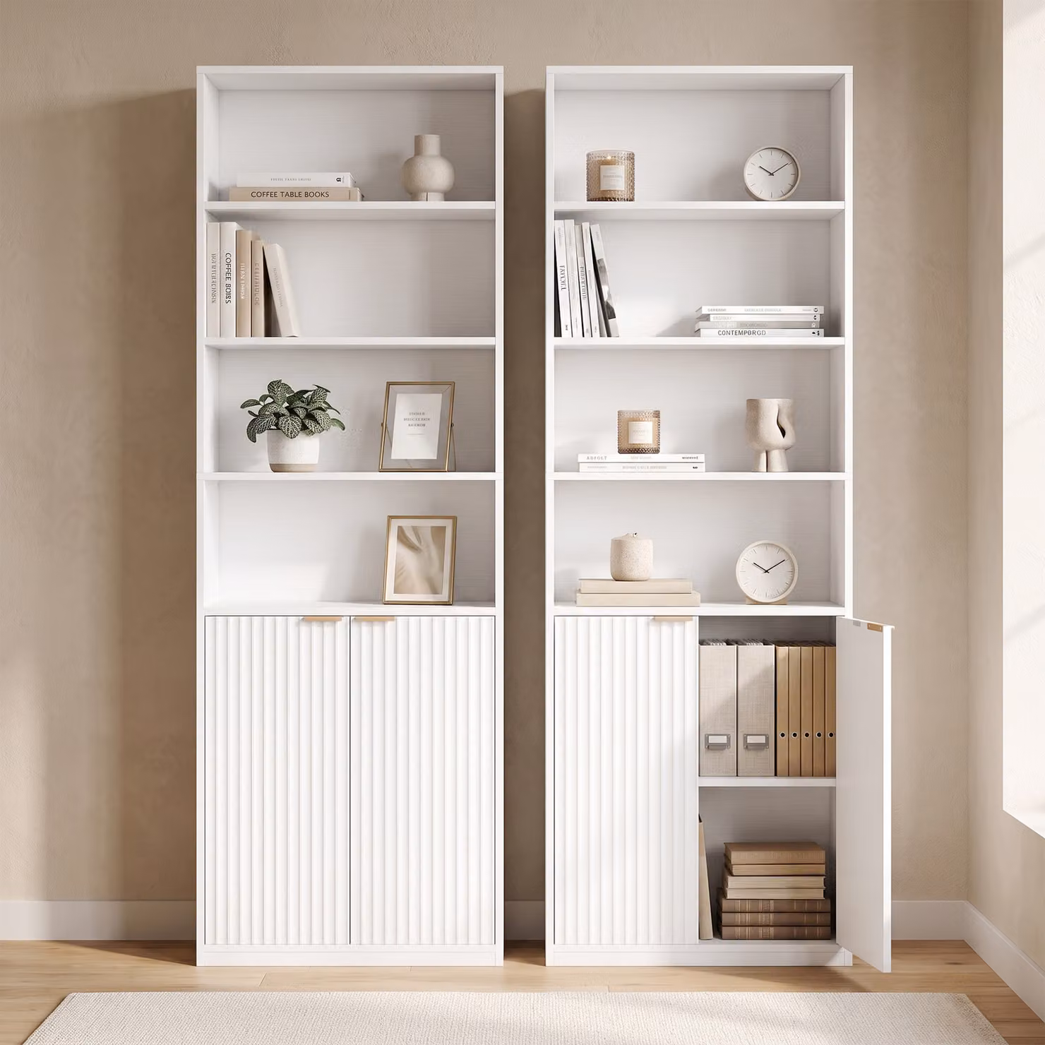 HOMCOM 6-Tier Scandinavian Style White MDF Bookcase with Adjustable Shelves and Anti-Tip Hardware, H: 182 x W: 60 x D: 24 cm – 3