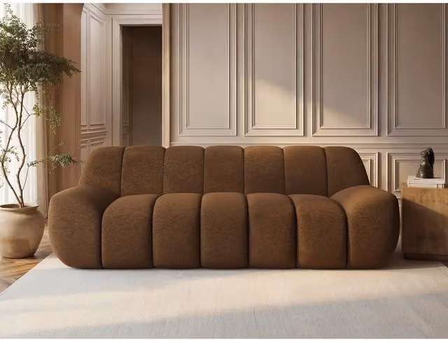 Solace+Co Macy Large Upholstered Chenille Sofa in Brown