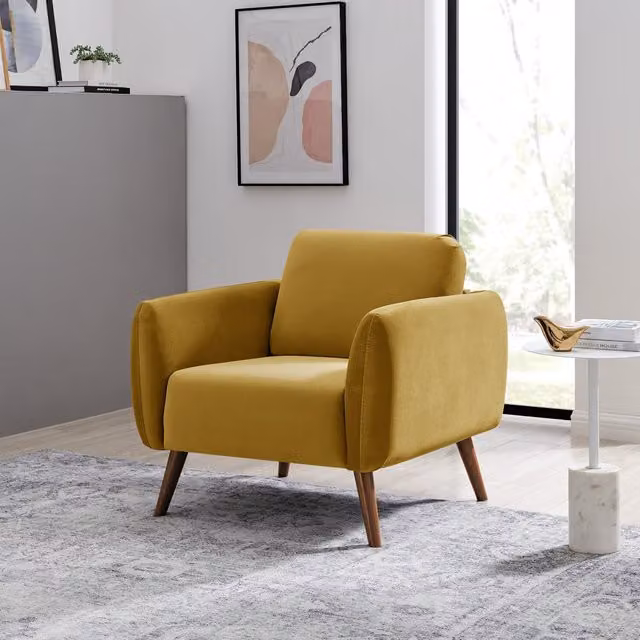 FurnitureboxUK Teddy Upholstered Velvet Tub Armchair in Yellow