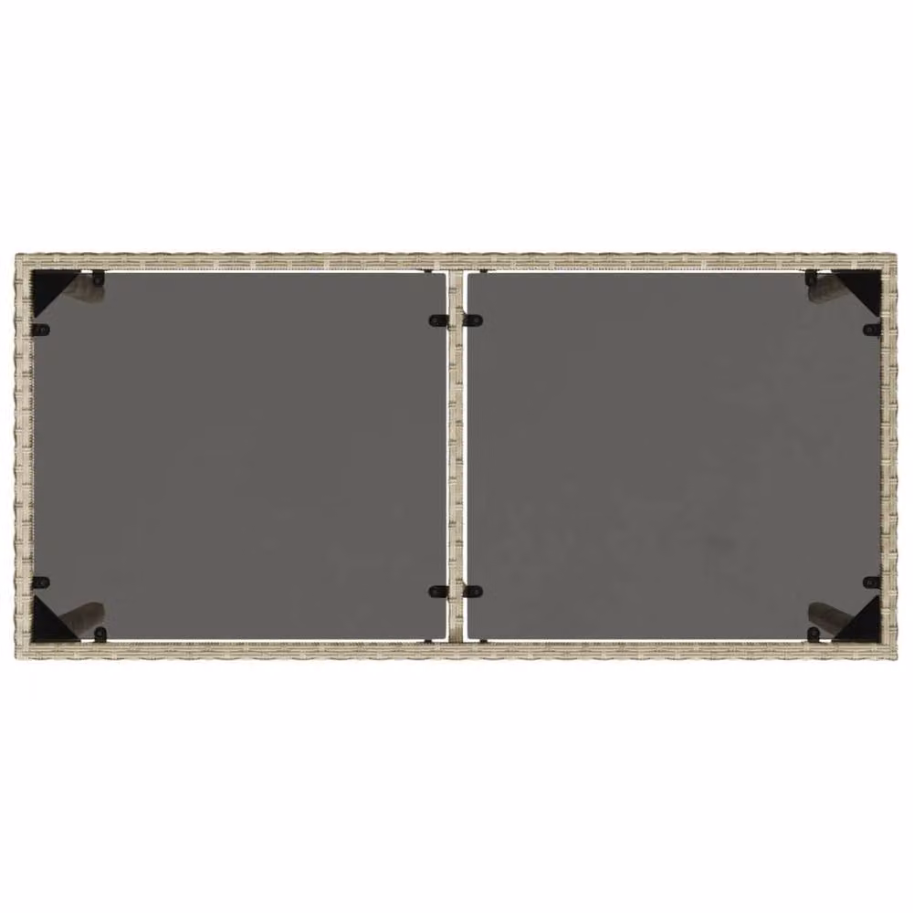 Berkfield Home Garden Table with Glass Top in Light Grey Poly Rattan, W/D/H: 115 x 54 x 74 cm – 3