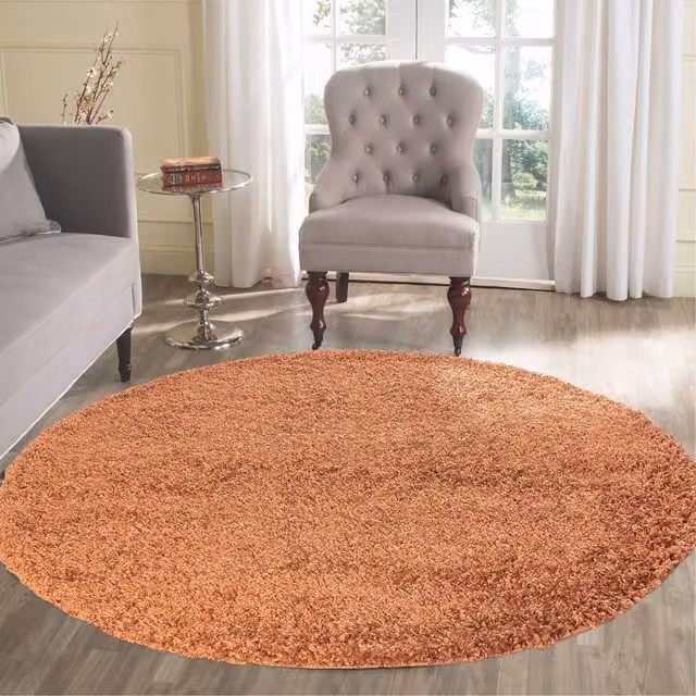 Desire Rugs Plain Fluffy Shaggy Area Rug, Orange, W/D: 120 x 120 cm