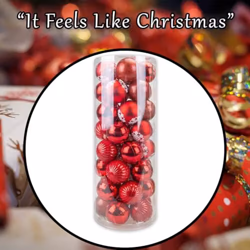VFM e-Store Red Round Christmas Bauble Hanging Tree Ornaments, 6 cm – 7