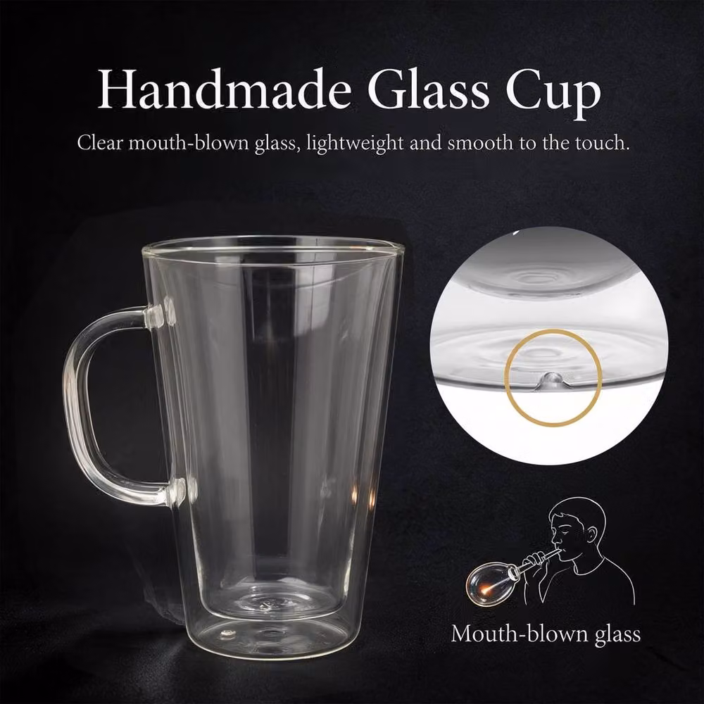 Crystals Set of 2 Double Wall Glass Mugs, 450 ml, Clear – 8