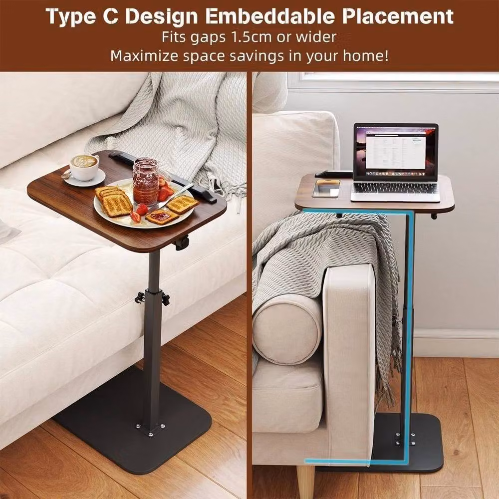 FLAVORA C Shaped Side Table in Black with Metal Sled Base – 6