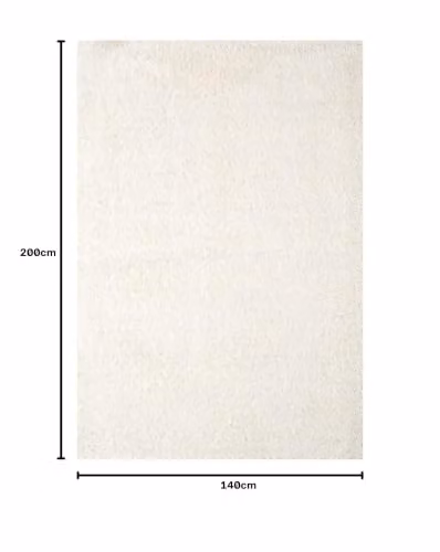 THE RUGS Shaggy Soft and Elegant White Living Room Rug, W/D: 140 x 200 cm – 2