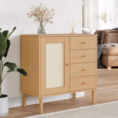 vidaXL SENJA Sideboard in Brown Rattan Look Solid Pine Wood W/D/H: 80 x 40 x 80 cm – 2