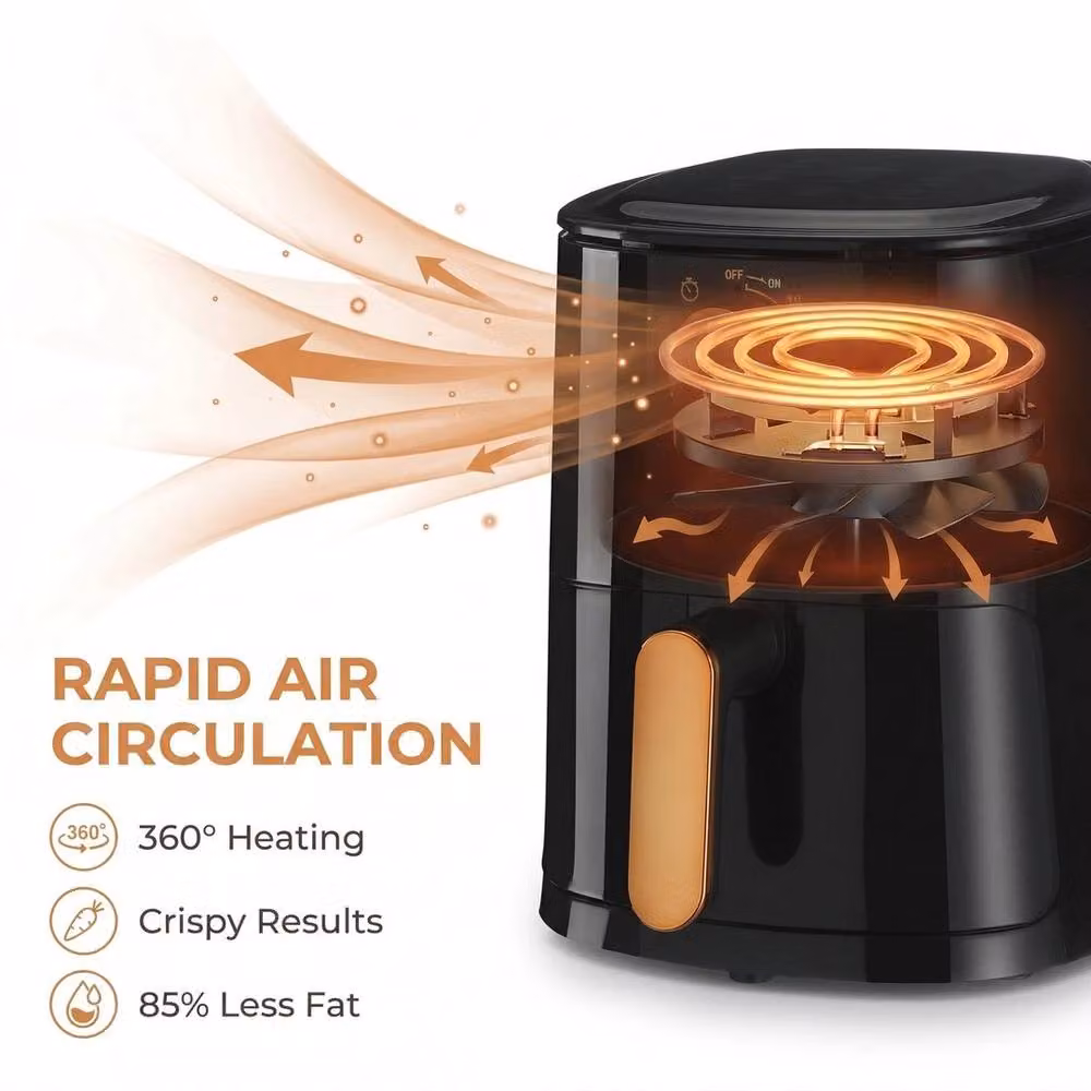 PAWNORA 5.5L Family Size Rapid Oil Free Air Fryer in Black – 2