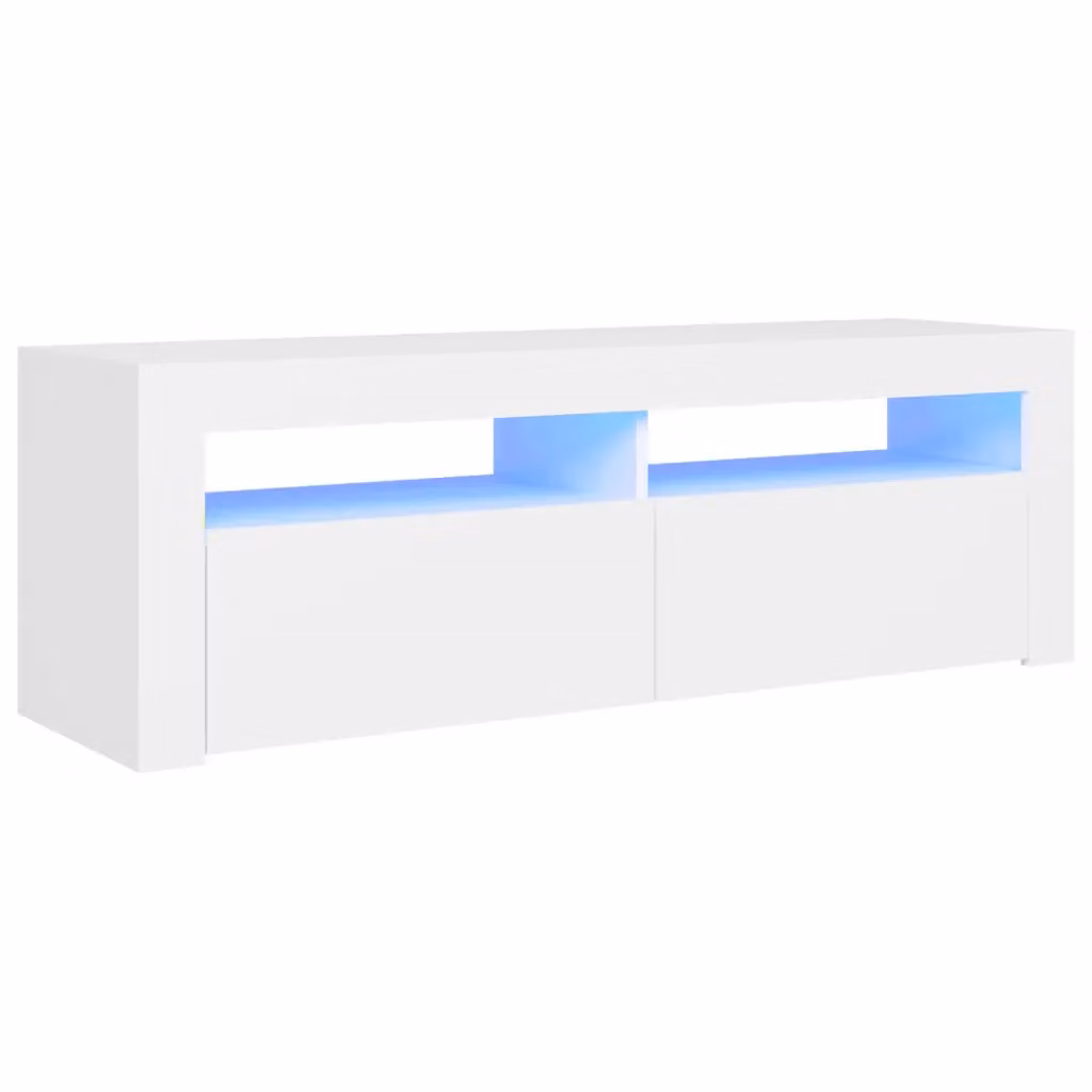 Berkfield Home Modern Glossy White TV Cabinet with LED Lights W/D/H: 120 x 35 x 40 cm – 2