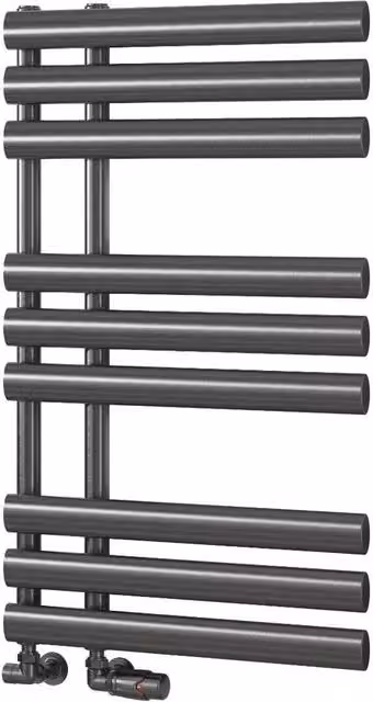 Bathroom Kingdom Chisa Designer Flat Panel Heated Towel Rail in Gunmetal Grey, W/H: 50 x 82 cm