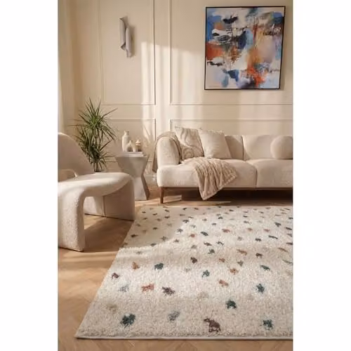 THE RUGS Modern Dotted Patterned Soft Shaggy Area Rug, Multicolour, W: 80 cm, L: 300 cm – 2