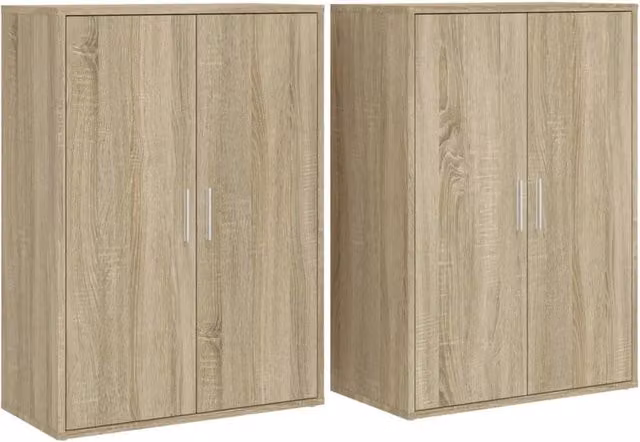 Berkfield Home Set of 2 Sonoma Oak Sideboards in Light Brown, W/D/H: 60 x 31 x 84 cm – 1