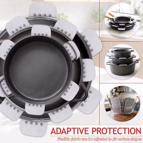 SPARES2GO Felt Stacking Protector Divider Liners for Cookware, Grey (Pack of 12) – 4