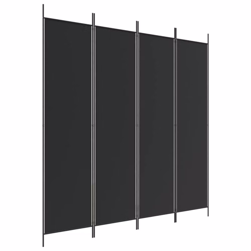 Berkfield Home 4-Panel Room Divider in Black Fabric and Metal, W/H: 200 x 200 cm – 3