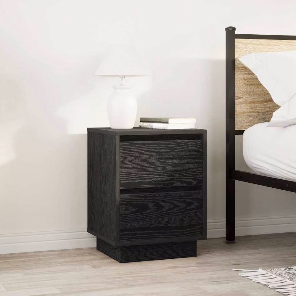 Berkfield Home Set of 2 Modern Black Bedside Cabinets with Integrated LED Lighting, W/D/H: 38 x 34 x 50 cm – 4