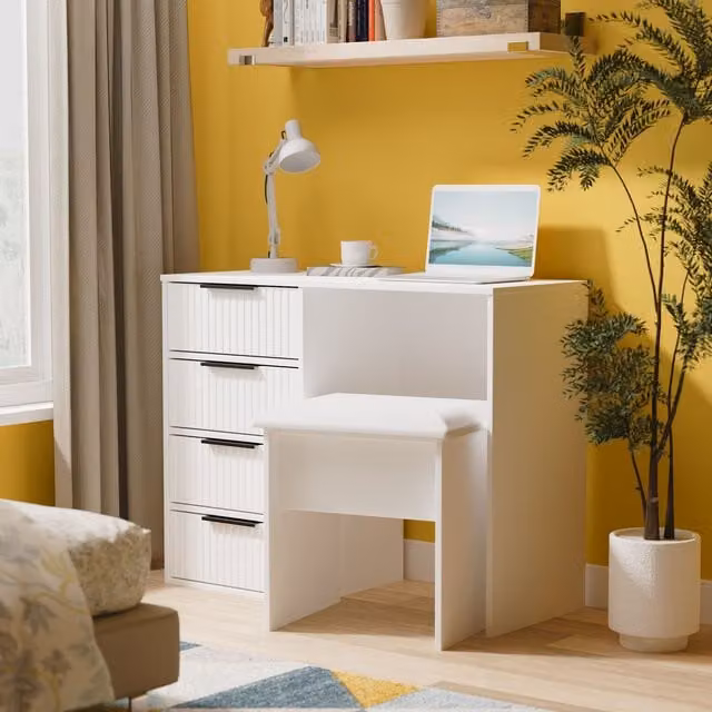 Ready Assembled 2 U Menai 4 Drawer Vanity in White