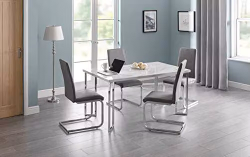 Julian Bowen Positano Rectangular White Marble and Silver Chrome Dining Table W/D/H: 180 x 90 x 75.5 cm – 3