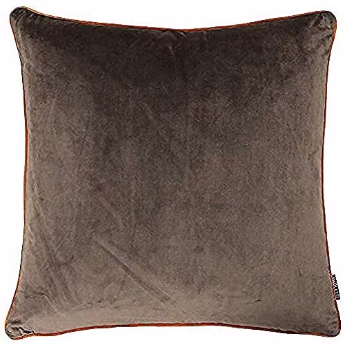 Furn Meridian Velvet Piped Square Cushion in Beige, W/D/H: 55 x 55 x 55 cm