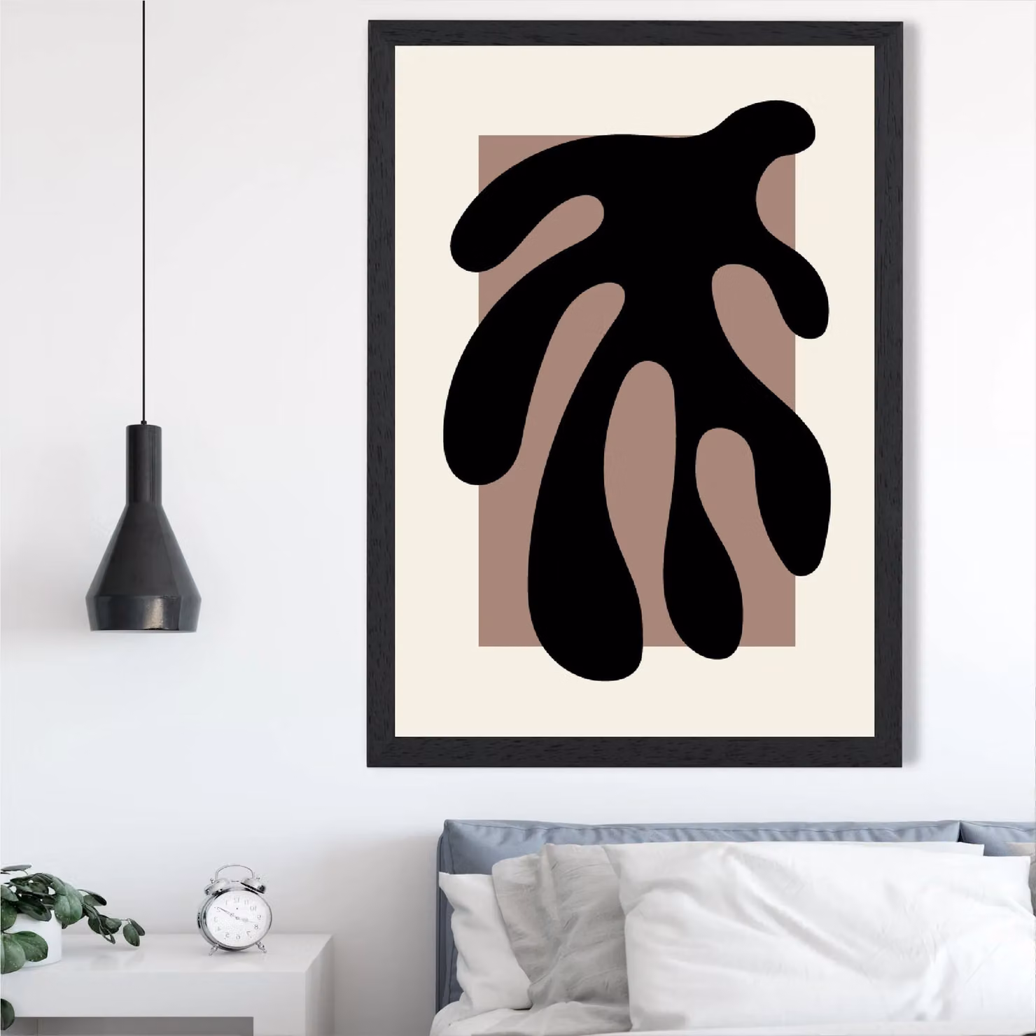 ARTZE Matisse Floral Cutout Botanical Illustration Framed Print in Cream, Brown and Black, A2 – 2