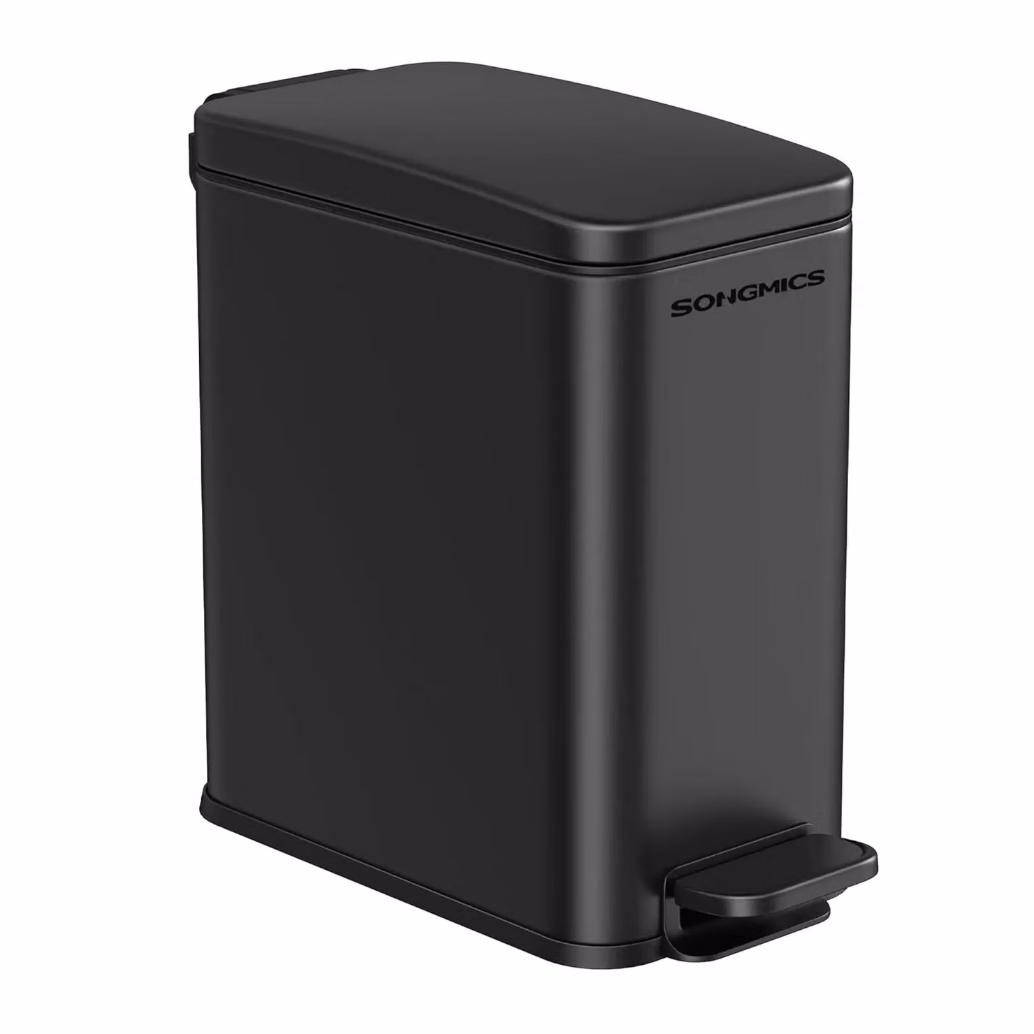 SONGMICS Small Steel Pedal Bathroom Bin with Soft Close Lid and Removable Inner Bucket, Black – 3