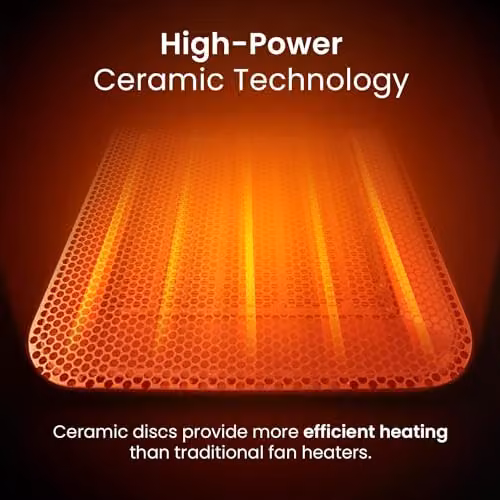 Pro Breeze 1800W Mini Ceramic Fan Heater in Black with Thermostat, Overheat and Tilt Protection – 4