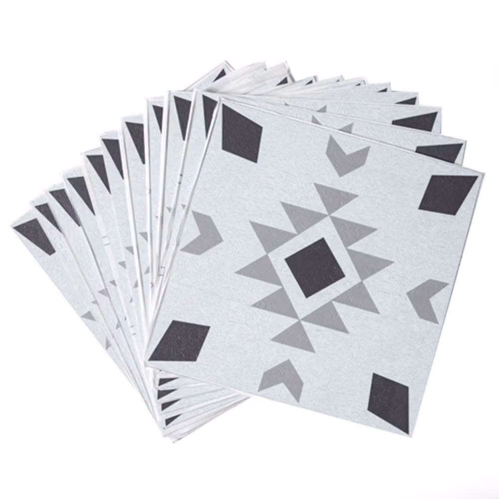 D-C-Fix Ethno Self Adhesive Vinyl Floor Tiles, Grey, Pack of 11 (1sqm), W/D/H: 30.48 x 30.48 x 0.3048 cm – 2