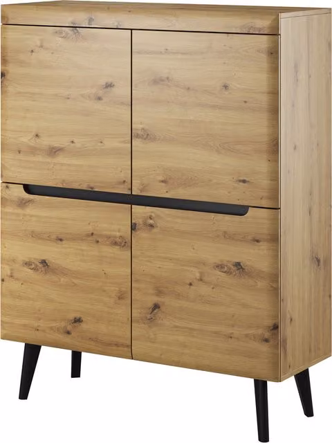 Abakus Direct Nordi Scandinavian Oak Wood Cabinet in Brown and Yellow