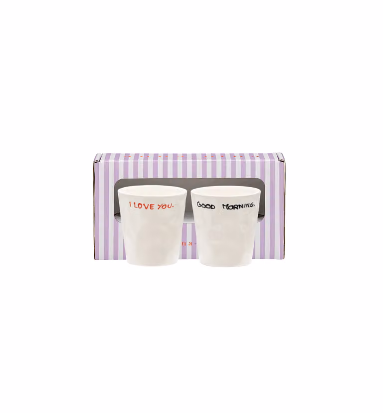 Anna + Nina Perfect Morning White Ceramic Espresso Cup Set of 2