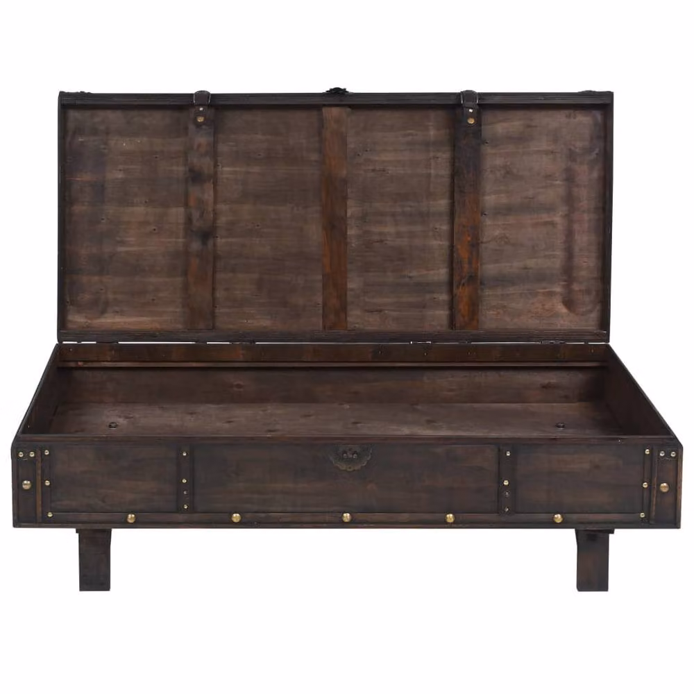 Berkfield Home Vintage Style Solid Wood Decorative Coffee Table, Brown, W/D/H: 120 x 55 x 35 cm – 3