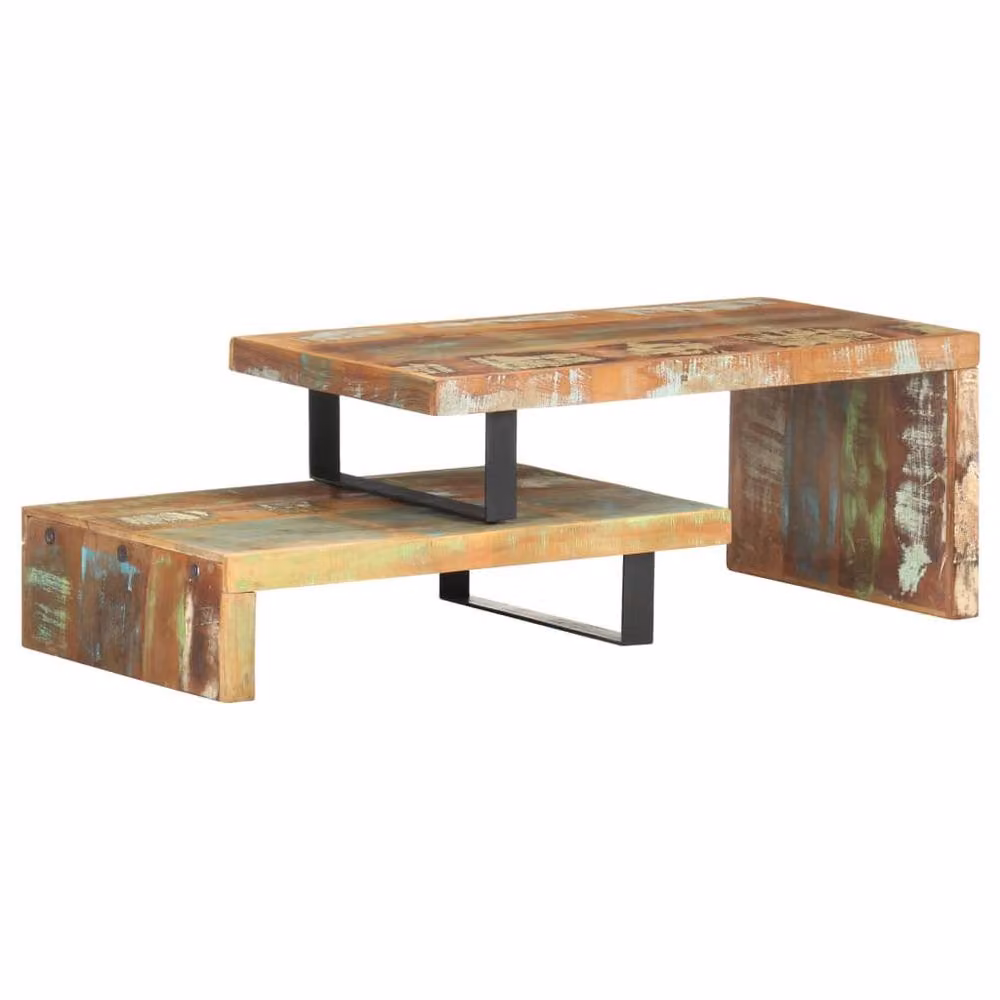 Berkfield Home Beautiful 2 Piece Industrial Coffee Table Set in Multicolour Solid Reclaimed Wood – 2