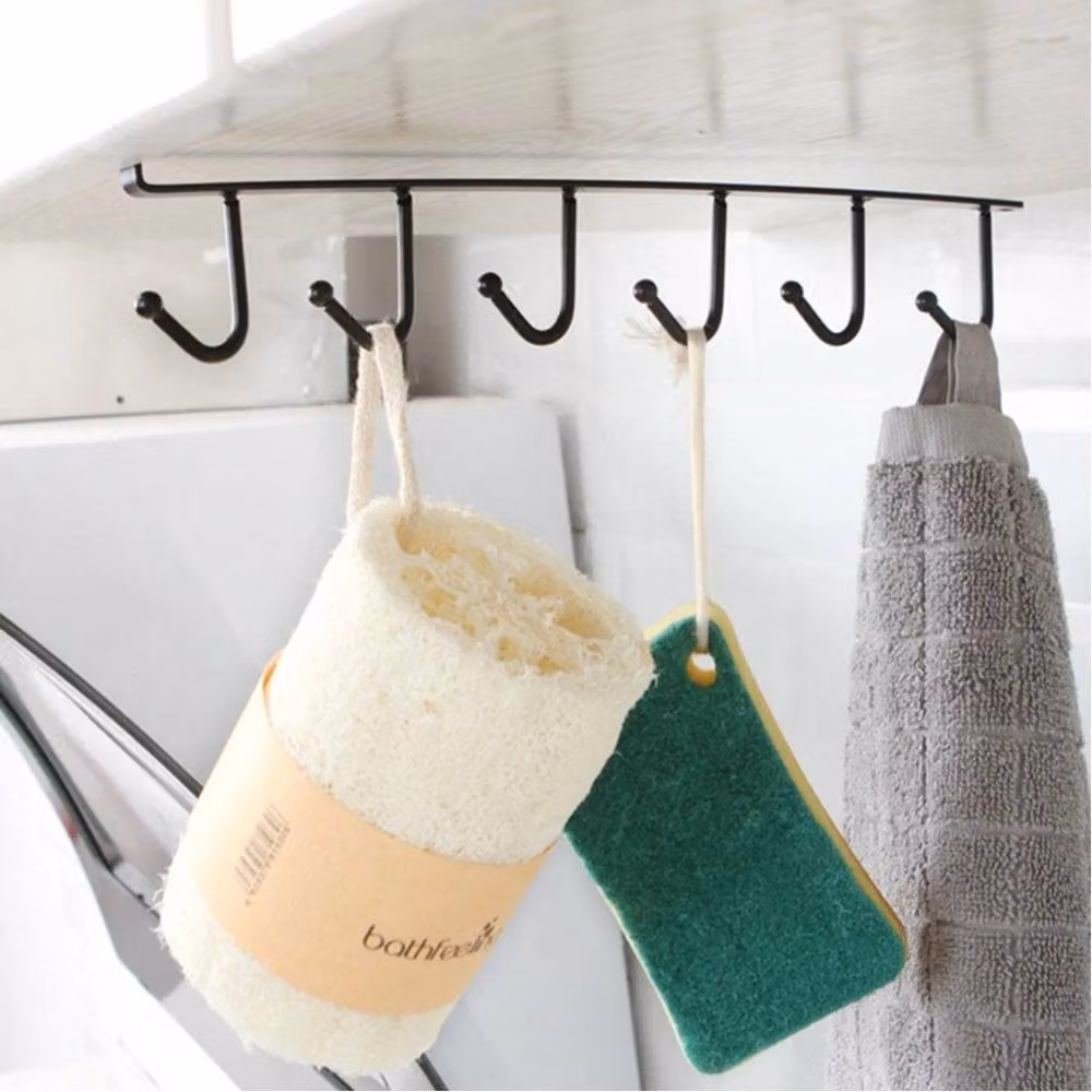 PAWNORA Black Metal Kitchen Mug Cup Holder with 6 Hooks – 2