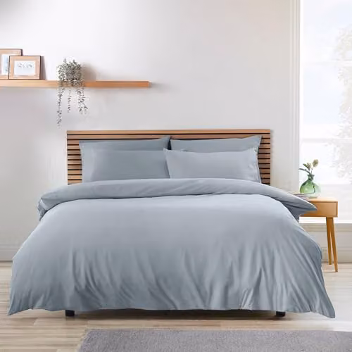 Catherine Lansfield So Soft Non-Iron Double Duvet Cover and Pillowcase Set in Grey, Duvet Cover: 200 x 200 cm, Pillowcase: 50 x 75 cm – 1