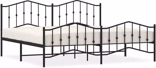 Berkfield Home Metal Bed Frame with Headboard and Footboard in Black W/D/H: 193 x 203 cm