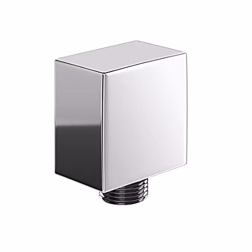 Nes Home Modern Square Shower Hose Wall Outlet Elbow Connector in Metallic Silver, 1/2" BSP