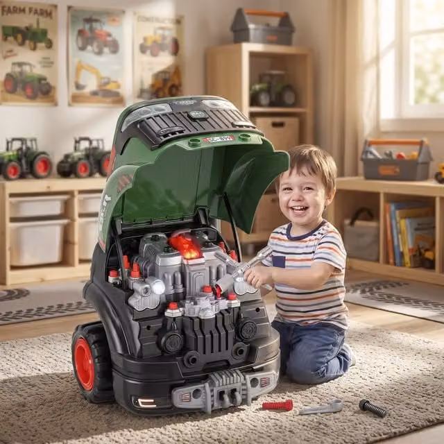 AIYAPLAY Kids Truck Engine Toy Set in Green