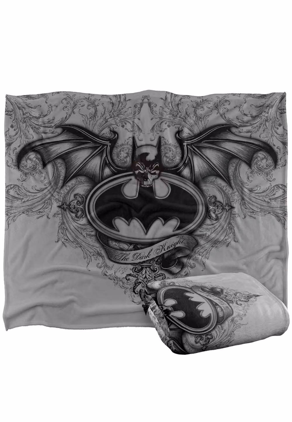 DC Comics Batman Winged Logo Fleece Blanket, White, W: 152 cm, D: 127 cm – 2