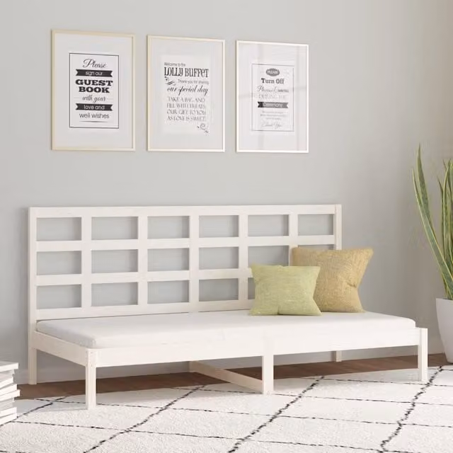 Berkfield Home White Solid Wood Pine Day Bed W/D/H: 200 x 80 x 0 cm