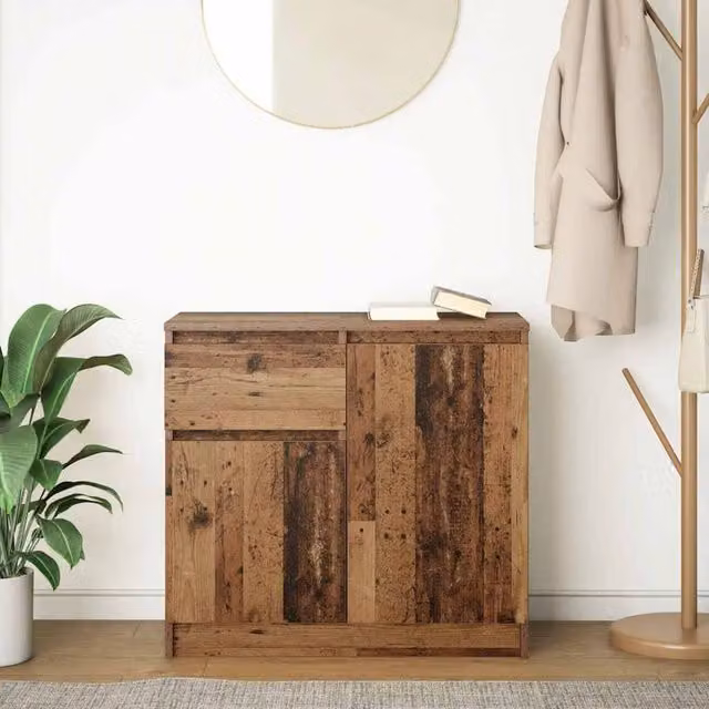 Berkfield Home Rustic Sideboard with Drawer in Brown, W/D/H: 71 x 35 x 65 cm – 1