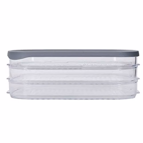 MasterClass Deli Food Storage Box with 3 Airtight Transparent Compartments and Grey Lid