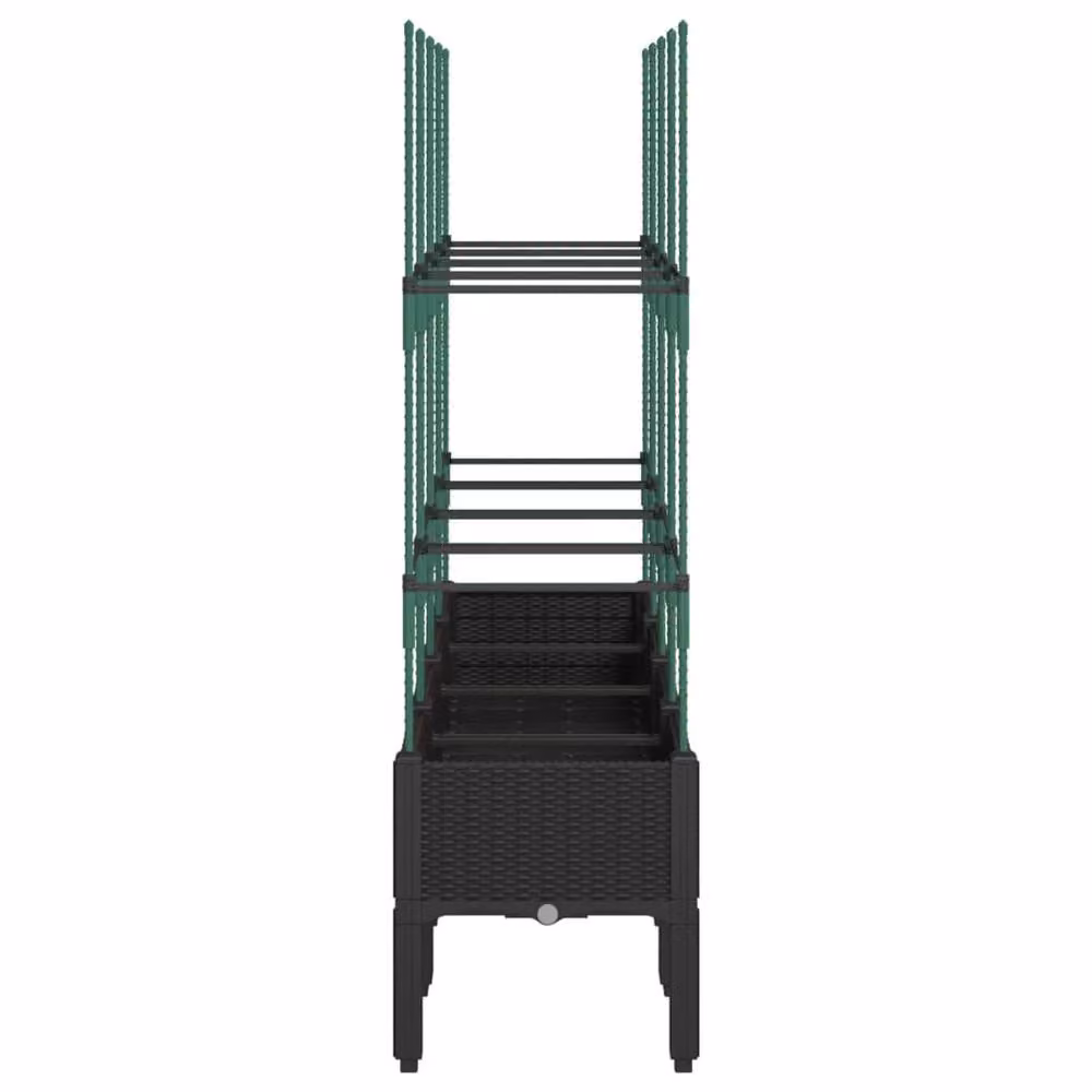 Berkfield Home Beautiful Garden Planter with Trellis in Black, W/D/H: 160 x 40 x 142.5 cm – 3