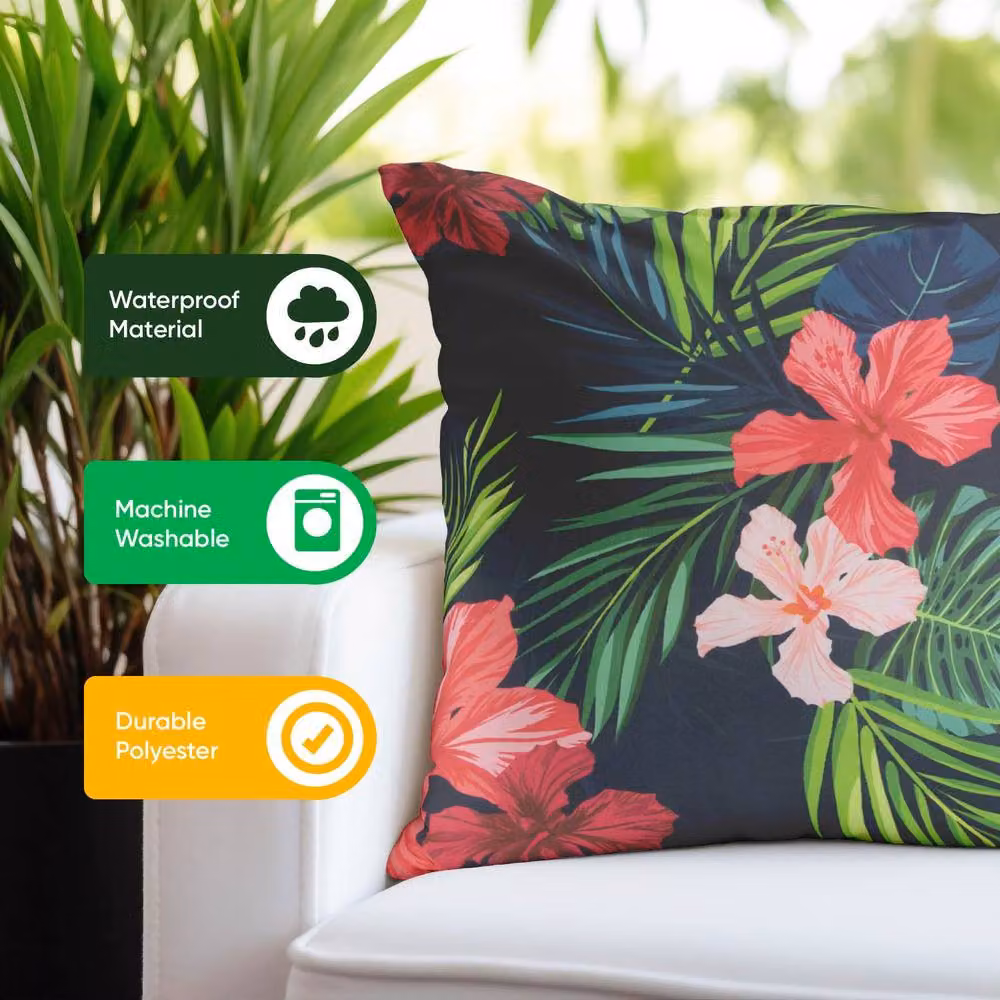 Gardenwize Pack of 2 Multicolour Floral Tropical Leaf Square Scatter Cushions – 5