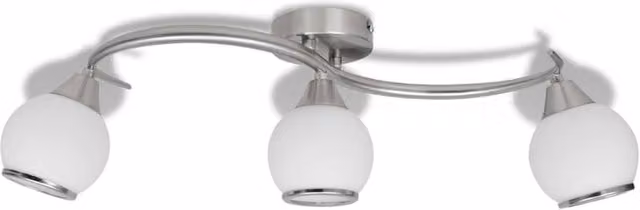 Berkfield Home Modern Ceiling Lamp with White Glass Sphere Shades and Silver Waving Rail for 3 x E14 Bulbs