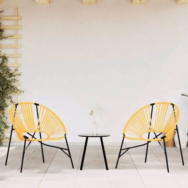 Berkfield Home Beautiful Garden Egg Chair in Black and Yellow with Powder Coated Steel Frame, W/D/H: 82.0 x 77.0 x 110.0 cm