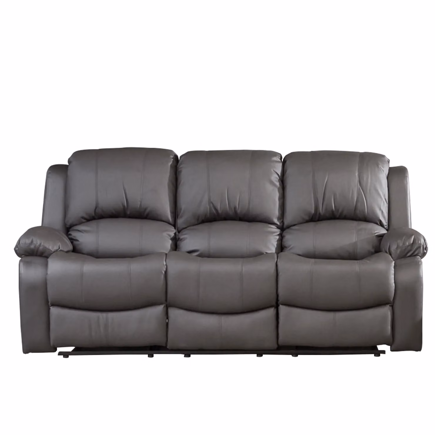 Artemis Home Glendale 3 Seat Manual Recliner Sofa in Grey Synthetic Leather, Width: 201 cm – 2