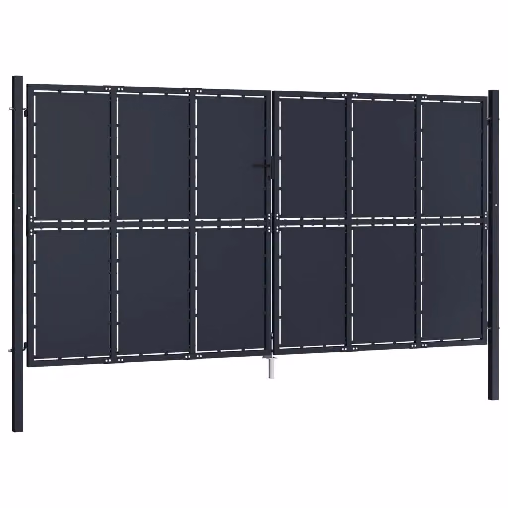 Berkfield Home Anthracite Steel Swing Garden Gate, W: 400 cm, H: 175 cm – 2