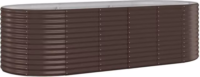 Berkfield Home Garden Brown Powder-coated Steel Raised Bed W/D/H: 249 x 100 x 68 cm