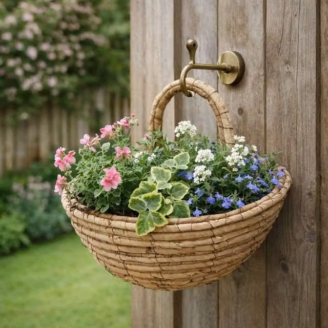 Voltico Corn Rope Hanging Basket Planter in Beige